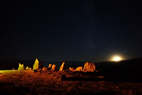 Moonset and dolmens.